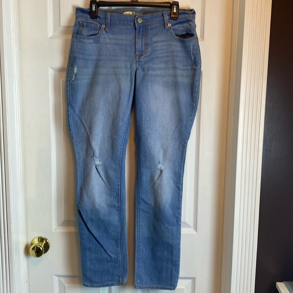 Old Navy Sweetheart Distressed Jeans Mid Rise Straight Sz 8